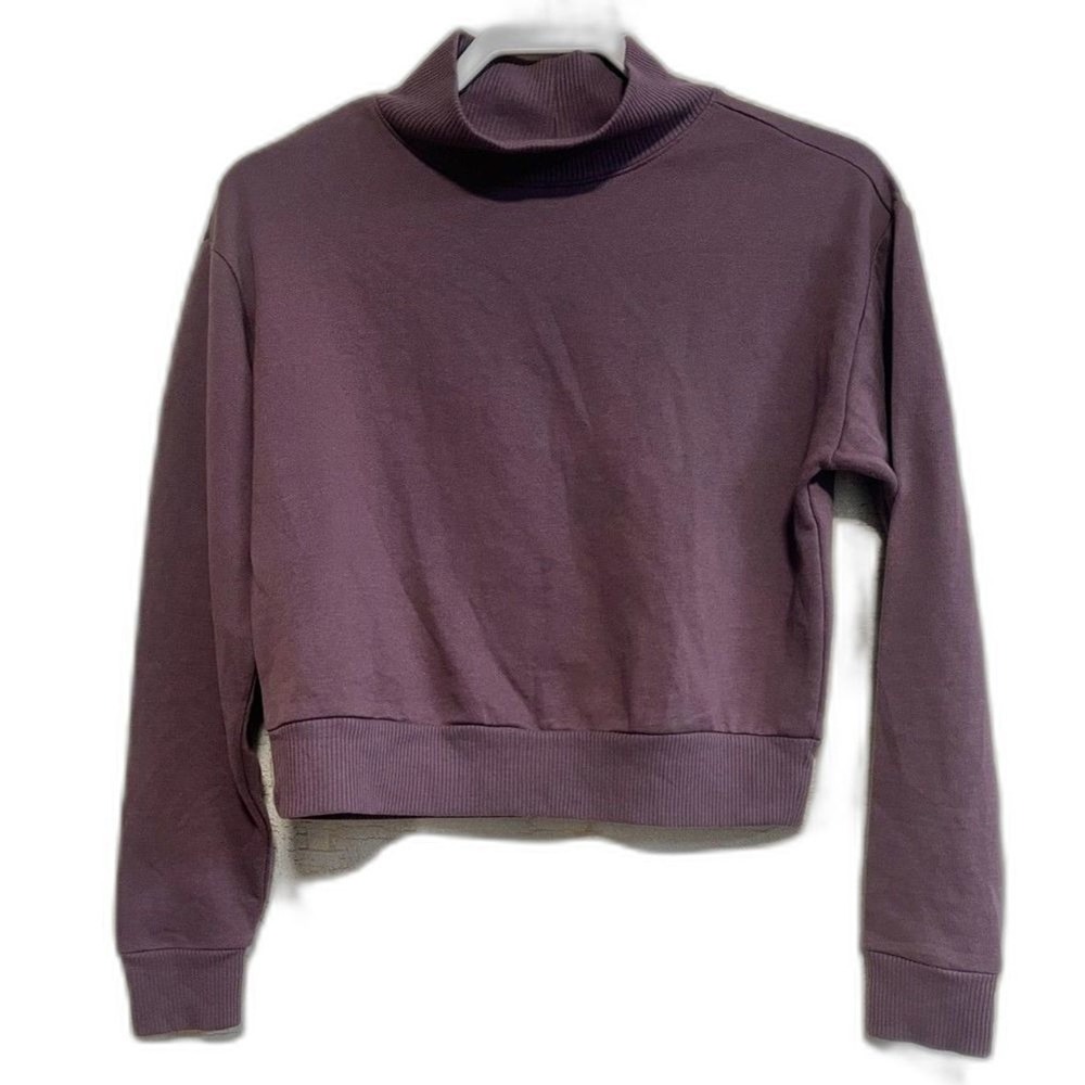 Wild Fable Sweatshirt Womens XS Purple Mock Neck Cropped Fleece Pullover Basic